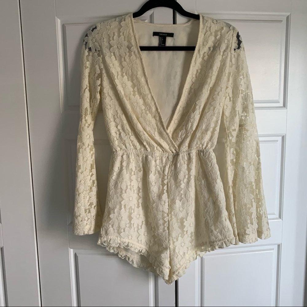 Ivory Floral lace romper